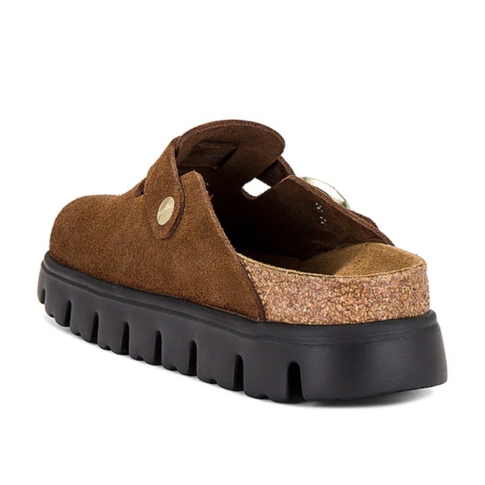 Birkenstock Papillio Boston Chunky Suede Leather in Dark Tea/ Black - Picture 4 of 12